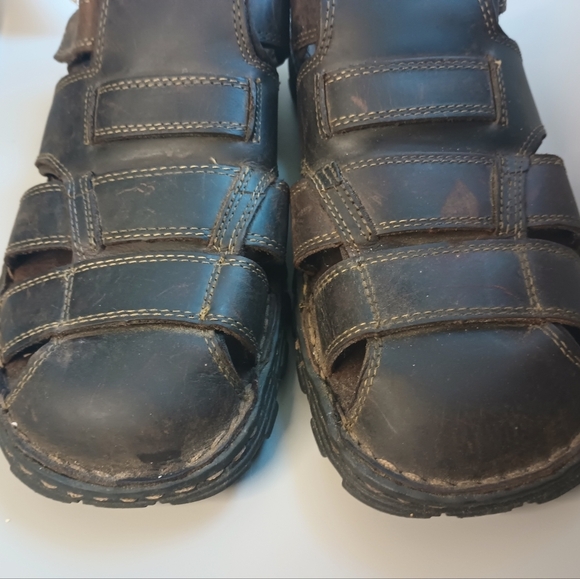 Skechers Mens Fisherman Sandals Size 11 Brown Chunky Leather Closed Toe Y2K 90s - Picture 4 of 10